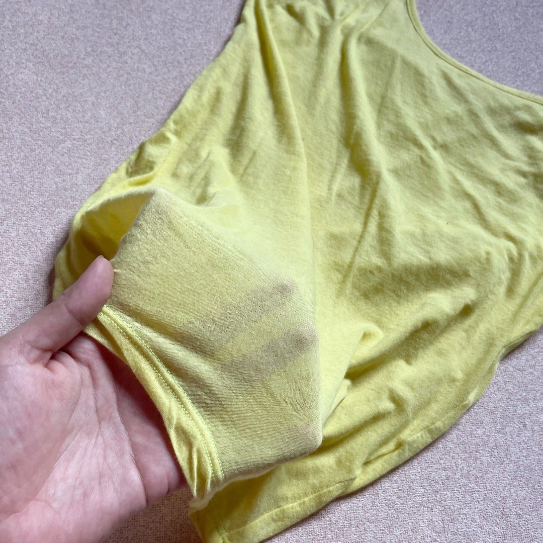 Butter Yellow Sheer Spaghetti Strap Tank Top (Category: Sleeveless) located in Manila. Submitted by ekses (Listing ID 1430514473, Image 2). Description: - best fits M-L - this is soo cunty ww .