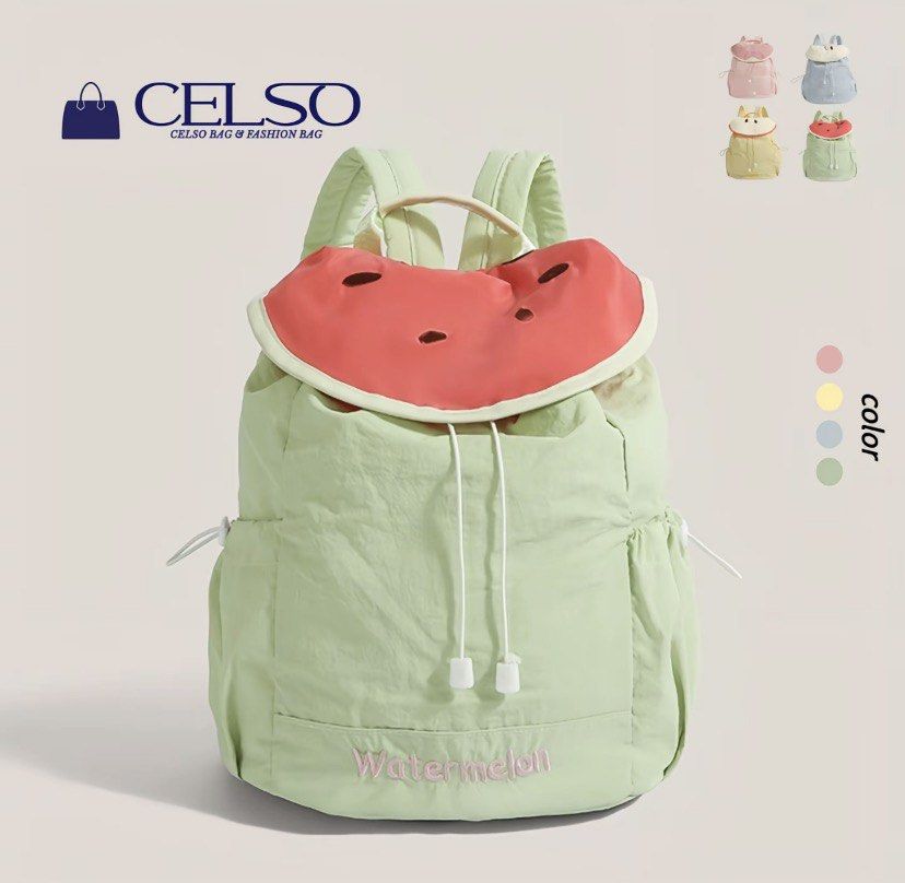 Celso Watermelon Backpack (Category: Diaper Bags & Wetbags) located in Muntinlupa City. Submitted by lizadc11 (Listing ID 1430585900, Image 2). Description: Mini Backpack 🎒 ✨ Good as new 🎒 Lightweight, adjustable straps 📦 Fits daily essentials 💖 Cute & easy to style 📍 Muntinlupa/Alabang 🚚 Shipping PM if interested.