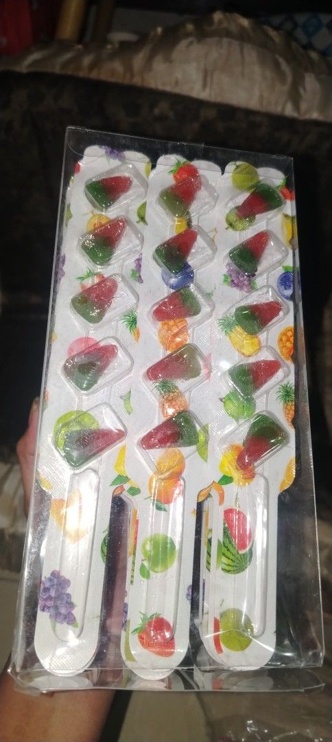 Cotton Popping Candy, Bracelet, and Fruit-Shaped Candy (Category: Bracelets) located in Quezon City. Submitted by moonchayo (Listing ID 1430589633, Image 2). Description: Sold per set 3 packs per set.