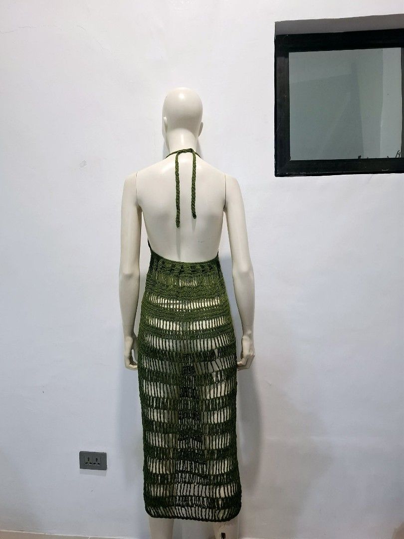 Crochet Halter Summer Mini Dress (Category: Dresses) located in Manila. Submitted by c.marga20 (Listing ID 1430468510, Image 3). Description: No Brand Color: Moss Green Size: Medium to Large.