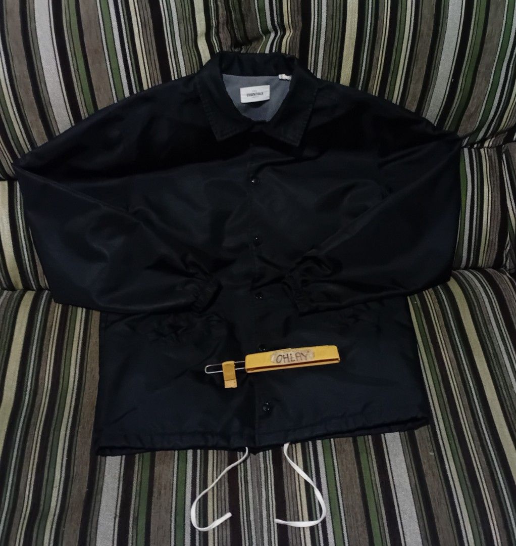 Essentials Coach Jacket Black (Category: Coats, Jackets and Outerwear) located in Taguig. Submitted by conniemdcruz (Listing ID 1430469056, Image 1). Description: essentials fear of god small on tag fits large to xl 23.5x30.5 excellent to as new 2k.