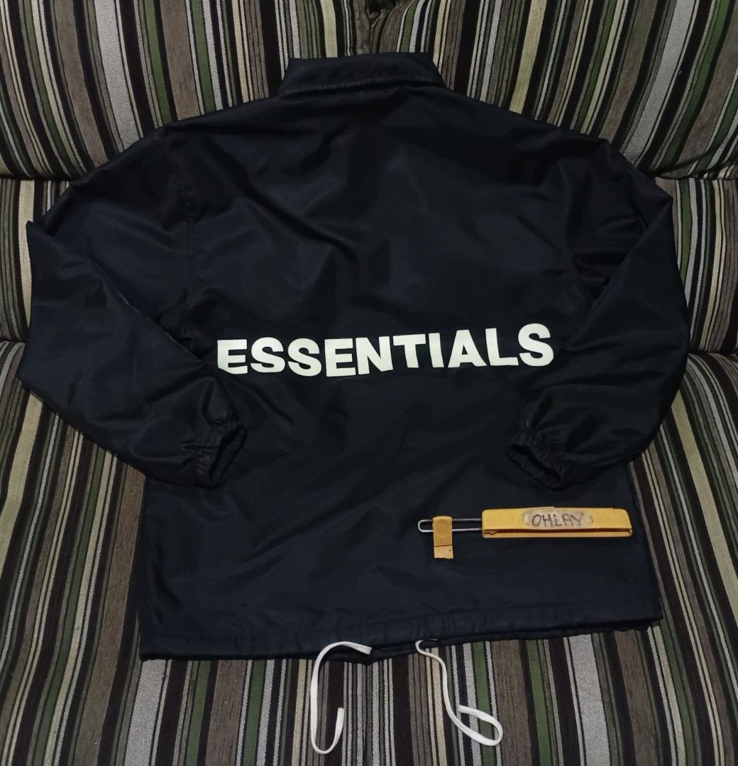 Essentials Coach Jacket Black (Category: Coats, Jackets and Outerwear) located in Taguig. Submitted by conniemdcruz (Listing ID 1430469056, Image 2). Description: essentials fear of god small on tag fits large to xl 23.5x30.5 excellent to as new 2k.