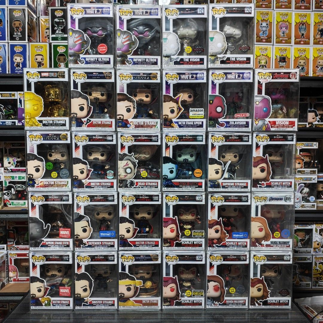 Funko Pop: Marvel Dr. Strange & Scarlet Witch (Category: Figurines & Statues) located in Quezon City. Submitted by nar2d2 (Listing ID 1430495603, Image 1). Description: 𝐍𝐀𝐑𝐃𝐓𝐎𝐘𝐒: 𝐌𝐀𝐑𝐕𝐄𝐋 𝐋𝐈𝐍𝐄 𝐅𝐔𝐍𝐊𝐎 𝐏𝐎𝐏𝐒 Pic #1 - Infinity Ultron GS: 1000 - Infinity Ultron Regular: 600 - The Vision SE GITD: 1000 - The Vision SE DC: 1100 - Zolavision TARGET: 1000 - Vision REG: 700 - Dr. Strange GOLD #439: 600 - Dr. Strange REG #912: 700 - D