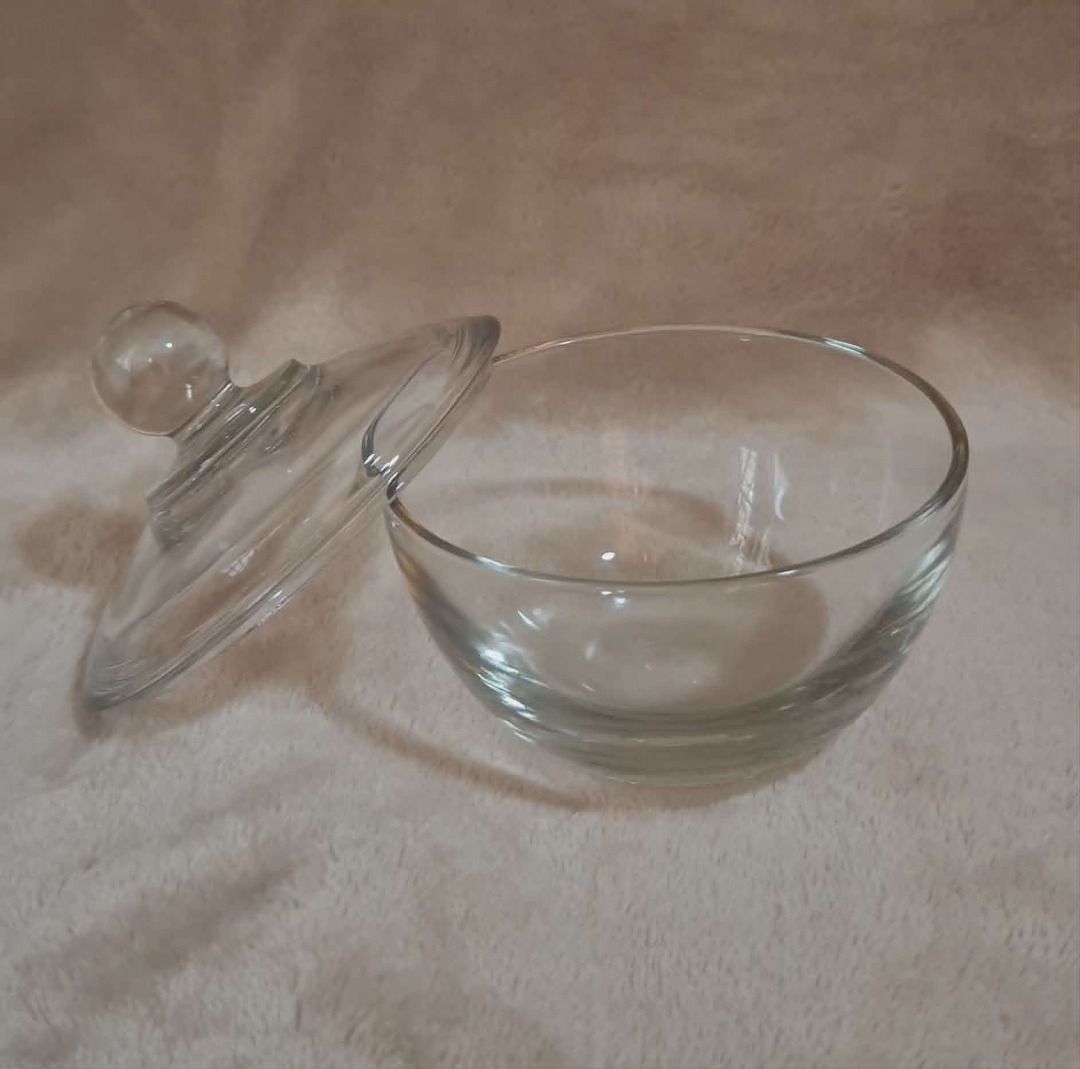 Glass Sugar Bowl with Lid (Category: Other Kitchenware & Tableware) located in Quezon City. Submitted by m_decluttering_sale (Listing ID 1430047318, Image 2). Description: Anchor Hocking Glass Candy Jar with Lid – Made in USA Description: Pre-owned Anchor Hocking clear glass candy jar with matching lid. Elegant and versatile for storing candies, sugar, snacks, jewelry, or small household items. ✔ Authentic Anchor Hocking ✔ Clear glass with lid ✔ 