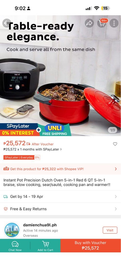 Instant Pot Precision Dutch Oven 5-in-1 (Category: Cookware & Accessories) located in Manila. Submitted by crissatana89397 (Listing ID 1430406012, Image 2). Description: Hindi pa na oopen .