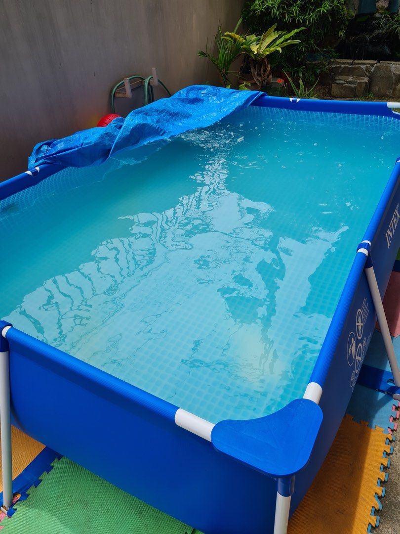 Intex Rectangular Frame Pool with Filter Pump (Category: Water Sports) located in Manila. Submitted by choppee (Listing ID 1430583625, Image 1). Description: Perfect for beating this summers heat! Buy our preloved Intax pool complete with all accessories plus pump! Comes with pool stairs. .