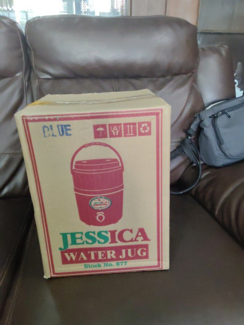 Jessica Water Jug - 6 liters (Category: Water Bottles & Tumblers) located in Quezon City. Submitted by gcnt_trift_store (Listing ID 1430464632, Image 3). Description: Jessica Water Jug, Stock No. 877. Made from durable and quality plastic materials. Convenient and easy to clean. Specially designed for "Bayan-Bayan". 6 Liters Capacity. The jug is blue..