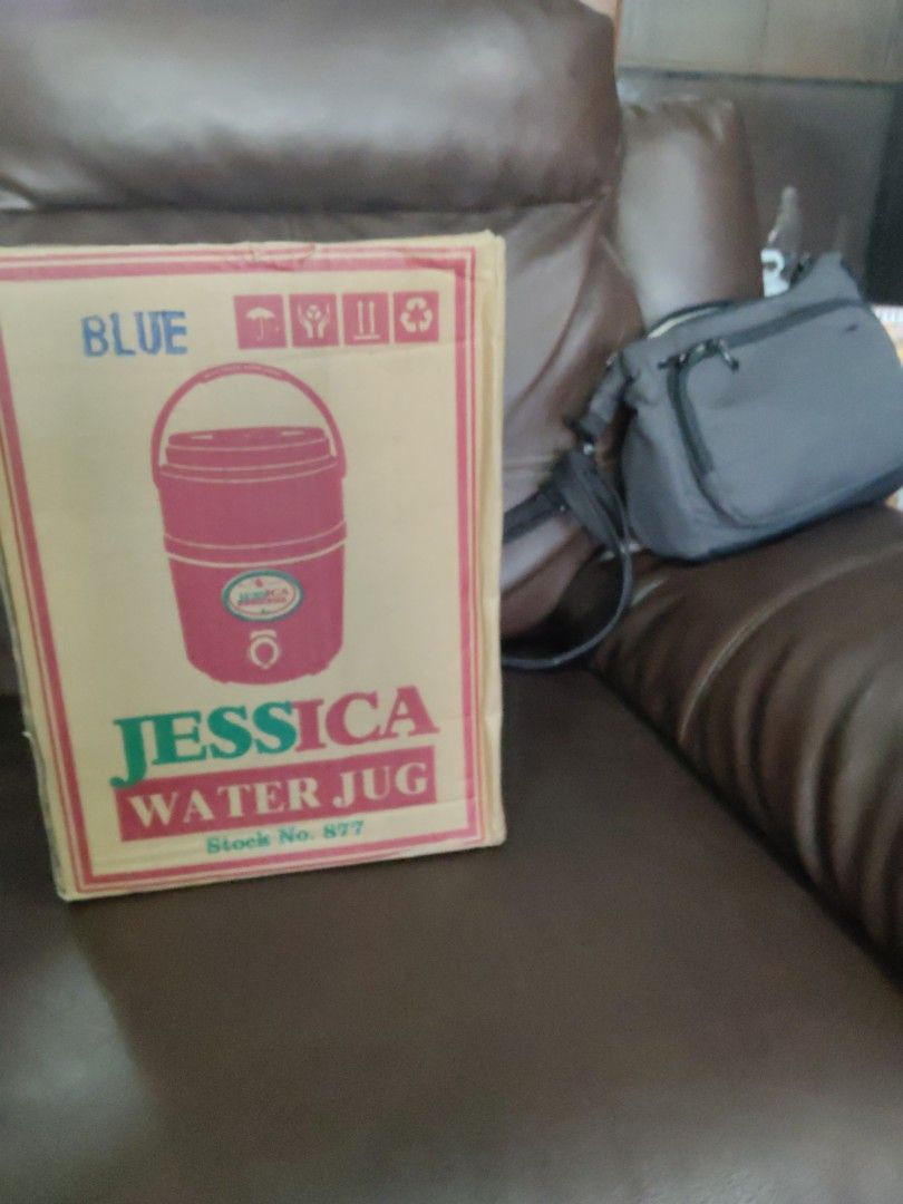 Jessica Water Jug - 6 liters (Category: Water Bottles & Tumblers) located in Quezon City. Submitted by gcnt_trift_store (Listing ID 1430464632, Image 1). Description: Jessica Water Jug, Stock No. 877. Made from durable and quality plastic materials. Convenient and easy to clean. Specially designed for "Bayan-Bayan". 6 Liters Capacity. The jug is blue..