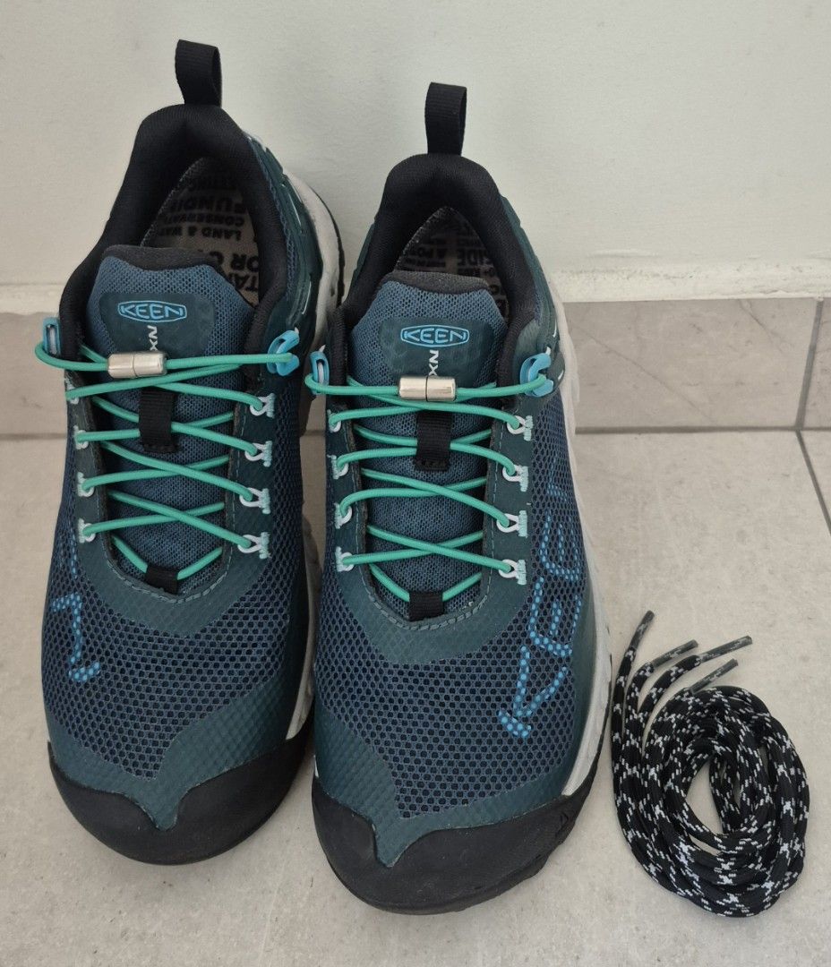 KEEN NXIS EVO WP Women's Hiking Shoes - Sea Moss (Category: Sneakers) located in Singapore. Submitted by apachekemosabe (Listing ID 1430517600, Image 1). Description: light & water resistant idea for hiking and trekking with toe comfort space and protection. Size 23.5 cm .