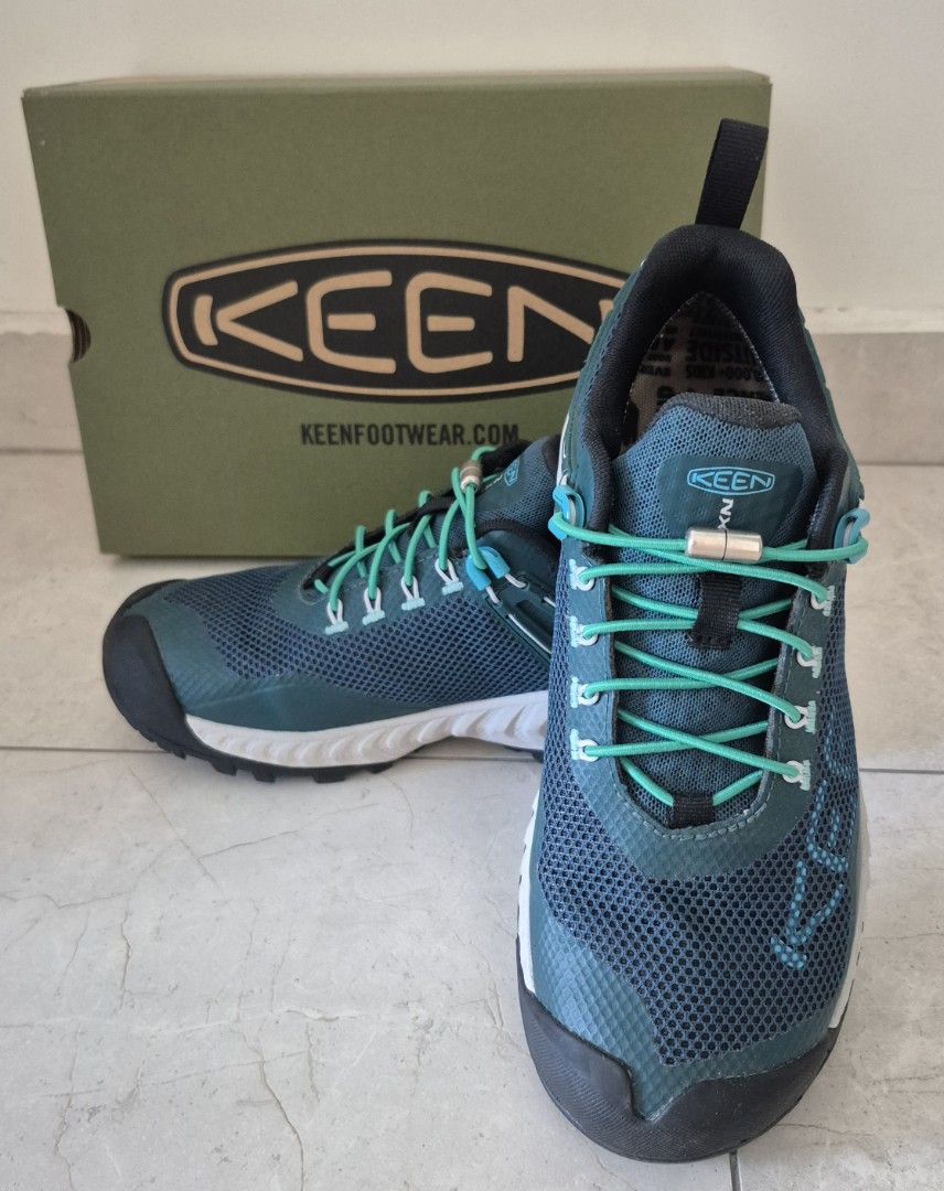 KEEN NXIS EVO WP Women's Hiking Shoes - Sea Moss (Category: Sneakers) located in Singapore. Submitted by apachekemosabe (Listing ID 1430517600, Image 2). Description: light & water resistant idea for hiking and trekking with toe comfort space and protection. Size 23.5 cm .