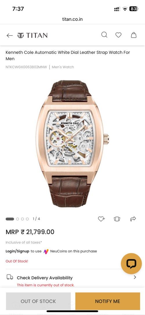 kenneth cole automatic watch (Category: Luxury Watches) located in General Trias. Submitted by iiamjh (Listing ID 1430526806, Image 2). Description: ⌚ FOR SALE: KENNETH COLE NEW YORK 💰 Price: ₱7,500.00 (Negotiable) 📍 Location: Cavite Details: • Brand: Kenneth Cole New York • Model: KCWGX0063802MNW • Movement: Automatic • Condition: 8.0/10 • Inclusions: Watch, and Original Box ‼️Note: This is a preloved watch, so please expect minor signs of use