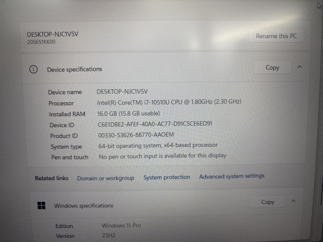 Lenovo ThinkPad Laptop - Intel i7, 16GB RAM420596104162846723