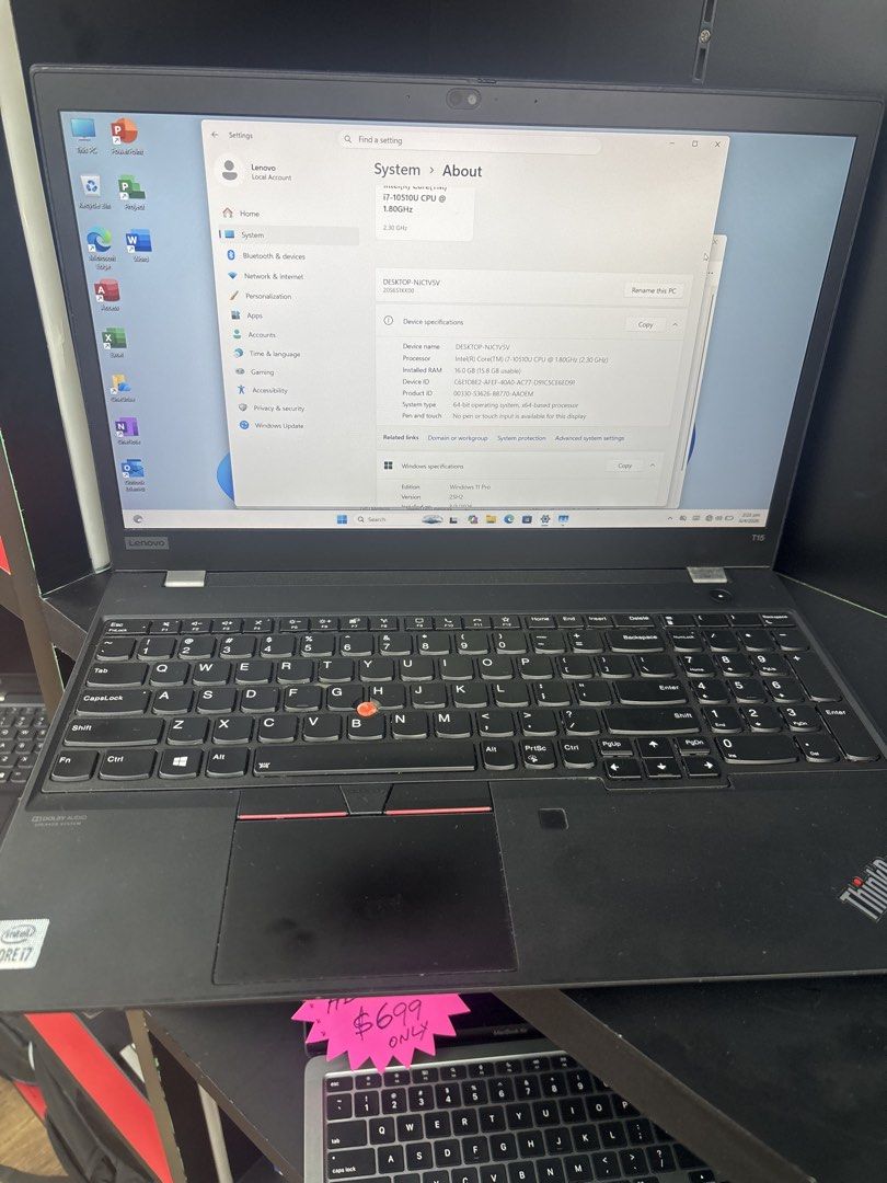 Lenovo ThinkPad Laptop - Intel i7, 16GB RAM