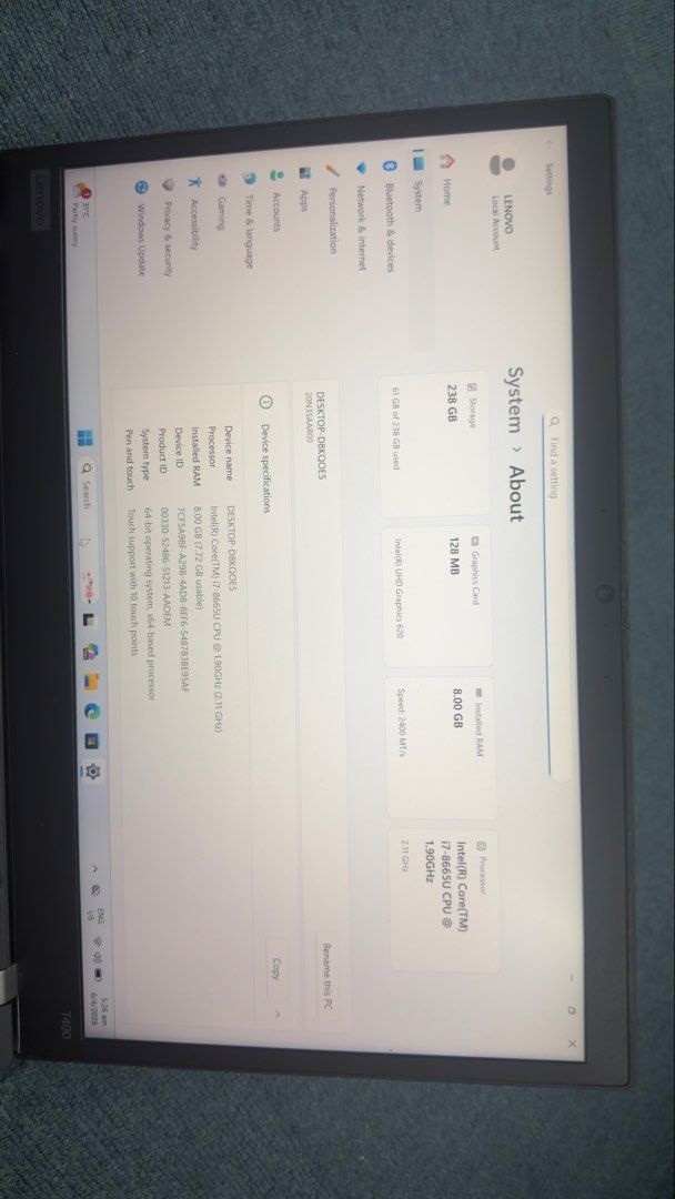 Lenovo ThinkPad t490 with touchscreen Intel core i7 Processor420590478867179524
