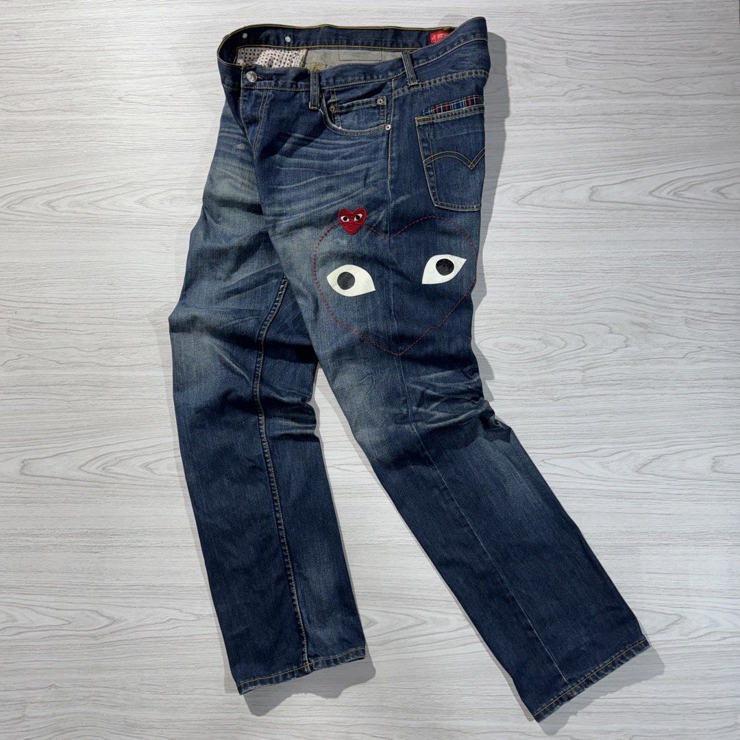 Levi’s x Junya Watanabe x Play COMME des GARÇONS Collaboration Jeans (Category: Jeans) located in Zamboanga. Submitted by rustic.rev (Listing ID 1430554671, Image 1). Description: Vintage Levi’s x Junya Watanabe x Play COMME des GARÇONS Collaboration Jeans The collaboration between Levi’s and Junya Watanabe Comme des Garçons is an ongoing creative partnership that began with a groundbreaking collection in 2001. This specific design featuring the 