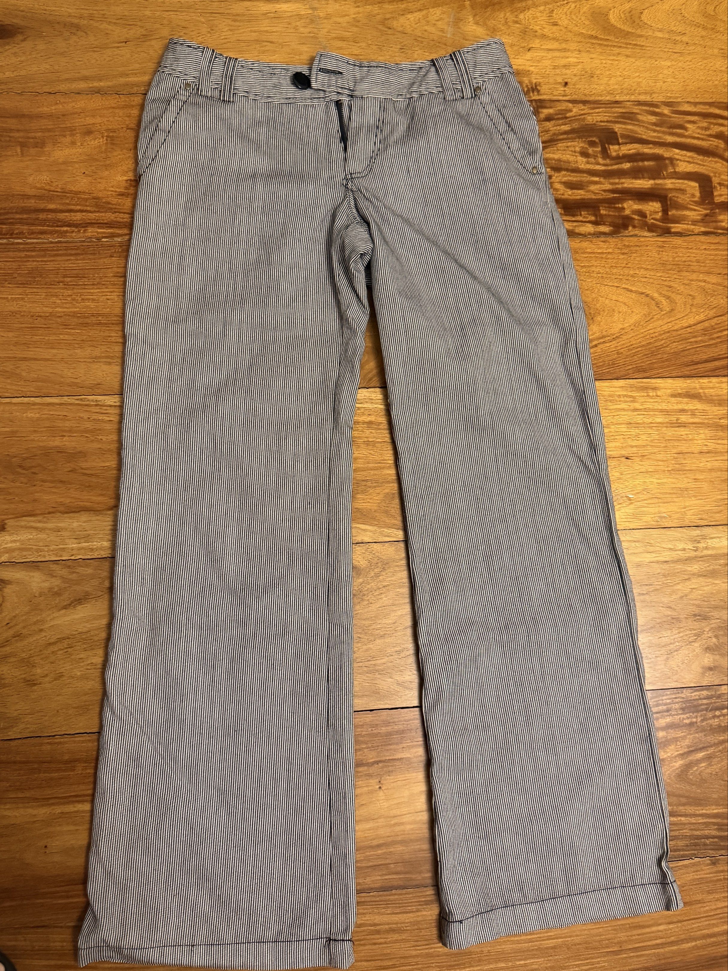 low rise striped trousers (Category: Other Bottoms) located in Pasig City. Submitted by enneil (Listing ID 1430550599, Image 1). Description: unique low rise trousers with a stripe design not my style but cute and in good condition no when worn, measurements in photos label on item is M.