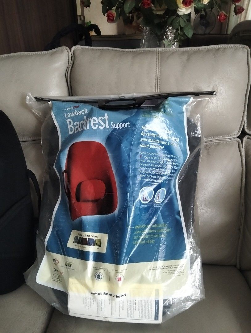 Lowback Backrest Support (Category: Braces, Support & Protection) located in Singapore. Submitted by gitatan (Listing ID 1430405539, Image 3). Description: height 53 cm, wide :max 43cm. very good condition, I have 2 pieces. .