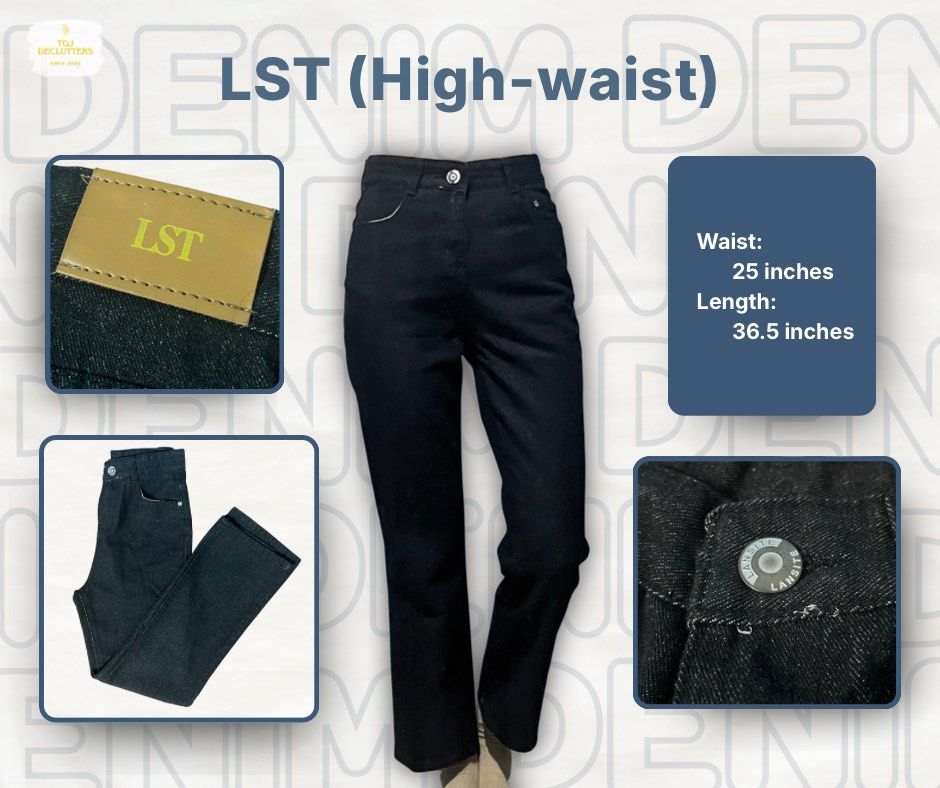 LST High-Waist Jeans - Black (Category: Jeans) located in Cavite. Submitted by tgj.declutters (Listing ID 1430507526, Image 1). Description: Stylish LST high-waist jeans in black. Features a classic design with a button closure. Waist measures 25 inches, and the length is 36.5 inches. A versatile addition to any wardrobe, perfect for various occasions..