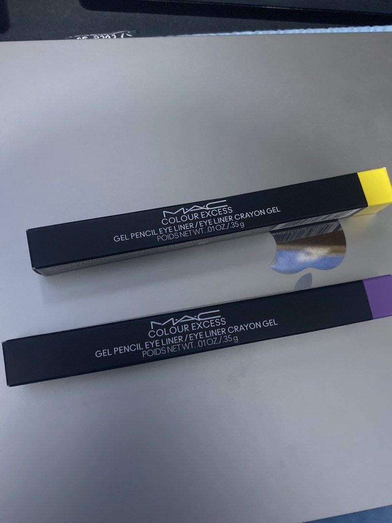 MAC Colour Excess Gel Pencil Eyeliner (Category: Makeup) located in San Pablo. Submitted by asaptyler (Listing ID 1430504601, Image 3). Description: Listing is for two MAC Colour Excess Gel Pencil Eyeliners. One is yellow, and the other is purple. Each eyeliner is a gel pencil crayon with a net weight of 0.01 oz / 0.35 g. The eyeliners are new and in their original packaging. ₱800 if both | ₱450 each !authentic .