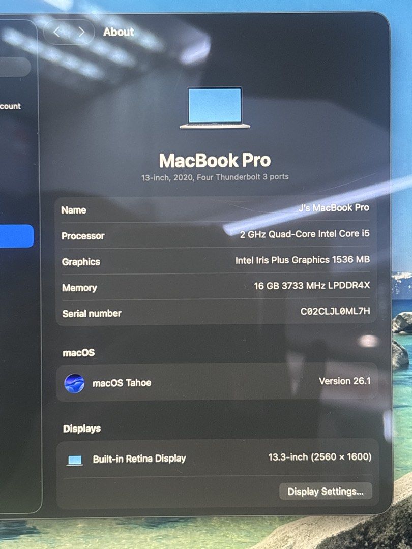 MacBook Pro 13" 2020 - Intel Core i5 - 16GB RAM420596109164554242