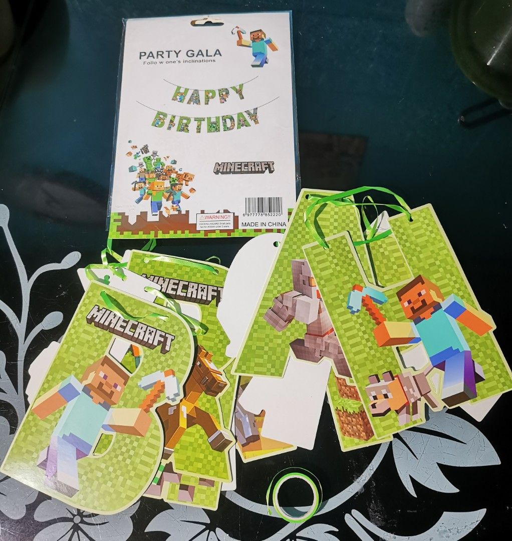 Minecraft Party Decorations Set (Category: Occasions & Party Supplies) located in Quezon City. Submitted by still_in_style (Listing ID 1430572505, Image 3). Description: MINECRAFT PARTY NEEDS BUNDLE (USED ONCE) ✅ TAKE ALL/BUNDLE (see each photos) ✅ USED ONCE. GOOD CONDITION. NO OTHER ISSUES. (JUST THE NAME SINCE IT'S CUSTOMIZED-KAYO NA BAHALA) ‼️ AS IS / WYSIWYG ‼️ This is personal preloved. Please manage your expectations. Buy at your own risk! 