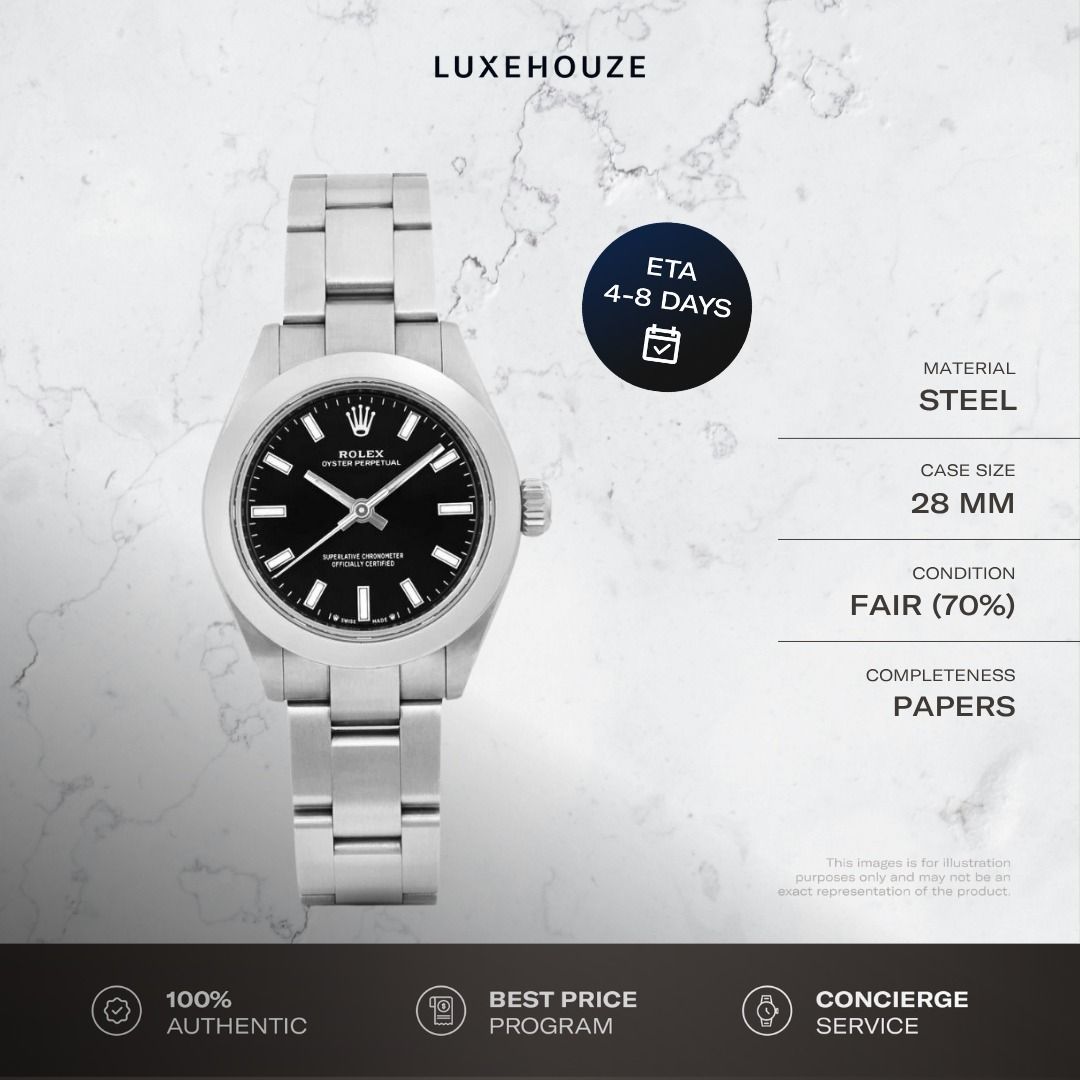 Mint Nov 2023 Rolex Oyster Perpetual 28 276200 Black Dial Oyster (Category: Watches) located in Singapore. Submitted by luxehouze (Listing ID 1415132500, Image 2). Description: READY FOR EXTRA DEALS? Join our Community for special offers and latest arrivals! //bit.ly/LHWatchesSG Luxehouze is your trusted marketplace to buy and sell luxury goods. Luxehouze SG Pte Ltd is a licensed luxury goods marketplace and regulated dealer. WHY US? 100% Authent