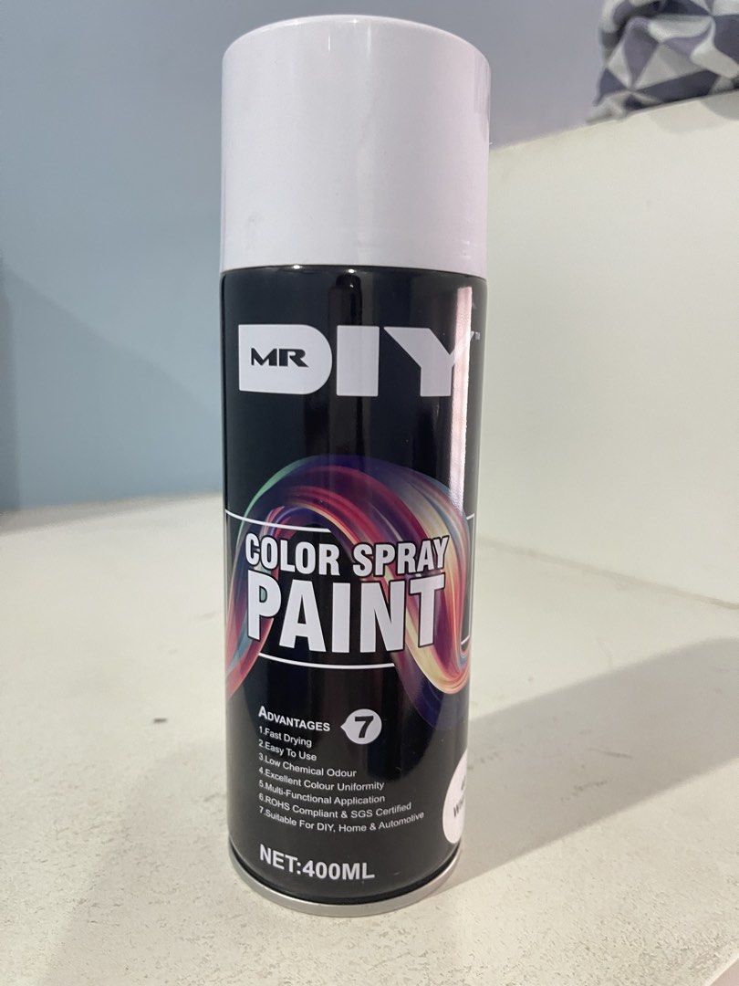 mr.diy Color Spray Paint - White (Category: Craft Supplies & Tools) located in Quezon City. Submitted by skyandstar (Listing ID 1430431703, Image 1). Description: Mr DIY spray paint in White 80% full.