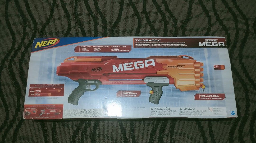 Nerf N-Strike Mega Twinshock Blaster (Category: Action & Battle Toys) located in Quezon City. Submitted by jayr_hobby_den (Listing ID 1430533425, Image 3). Description: Nerf - Mega N-Strike TwinShock Mint on Card Condition of Card : 8/10, but gun is mint and complete Mode of Payment: GCash Item Location : SFDM, Quezon City Pickup: Lalamove Meet- Up : Fishermall QC/Waltermart Munoz PM - for concerns or other details.