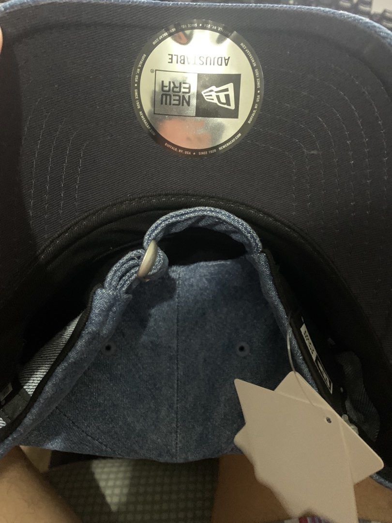 New Era Denim Cap Japan Exlusive A-Frame Metal Script Logo (Category: Caps & Hats) located in Santa Cruz. Submitted by rexhalili24 (Listing ID 1430587585, Image 2). Description: Orig New Era A Frame denim strap metal logo scipt 3k + SF Location: Sta. Cruz, Laguna.