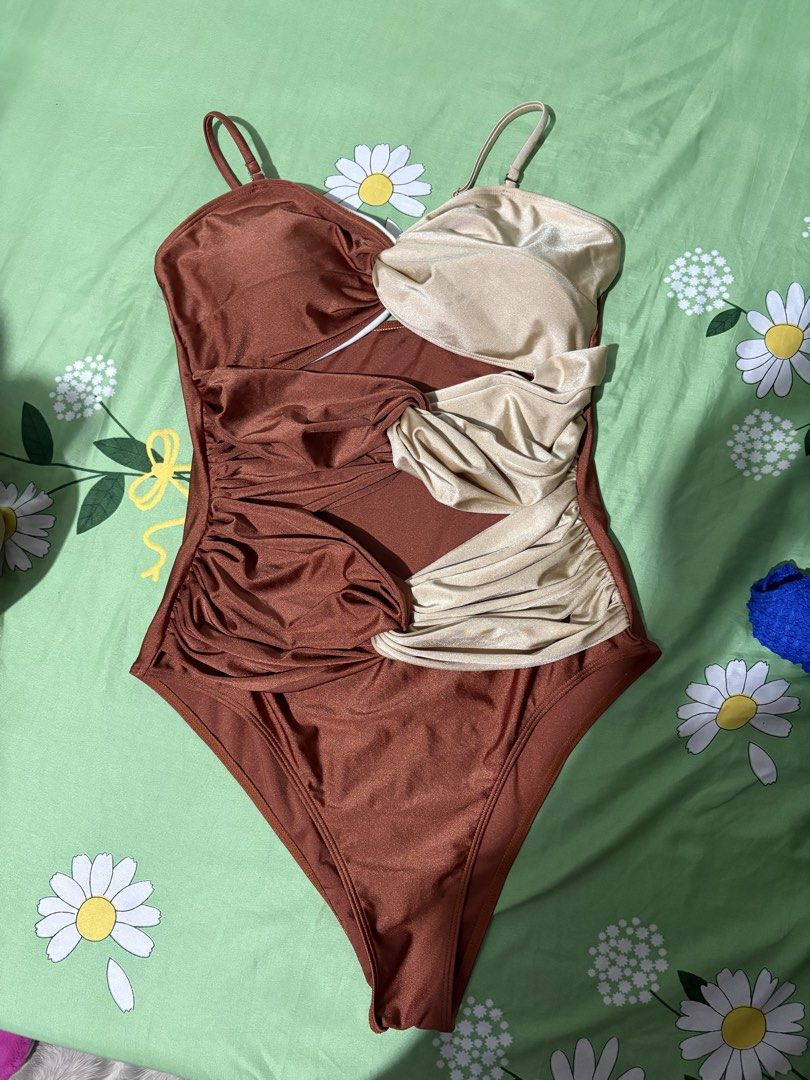 One-Piece Swimsuit - Brown and Beige (Category: Bikinis & Swimsuits) located in Taguig. Submitted by maicalogatoc (Listing ID 1430518665, Image 1). Description: Once worn 400+ orig price Can fit large to xl.