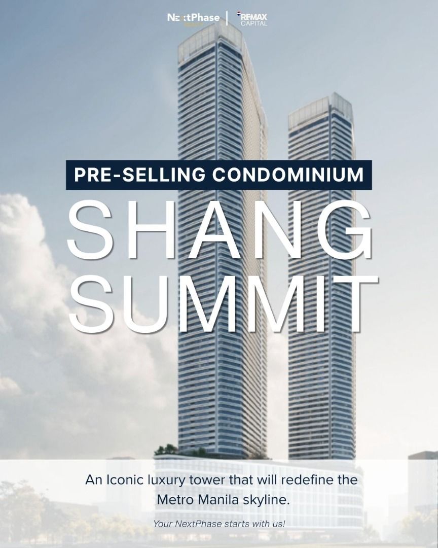 PRE-SELLING CONDO UNIT AT SHANG SUMMIT RESIDENCES (Category: Apartments & Condos) located in Quezon City. Submitted by nextphaserealtyph (Listing ID 1430595376, Image 1). Description: SHANG SUMMIT RESIDENCES ✨Designed by FM Architettura, combining modern luxury with timeless elegance—perfect for both living and investment. 📍 Nestled in a quiet residential enclave with easy access to top dining, cafés, retail, and entertainment. UNIT OPTIONS • St