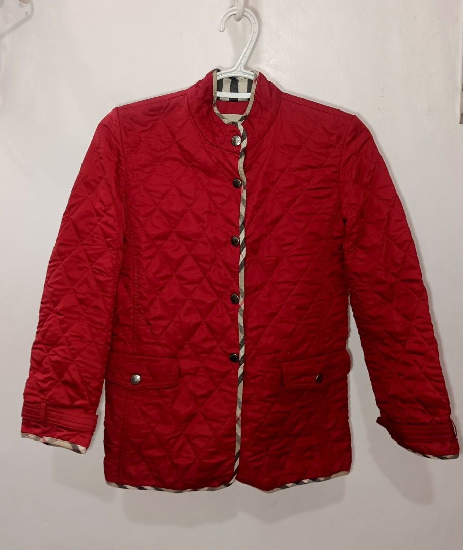 Jacket (Burberry) (Category: Coats, Jackets and Outerwear) located in Quezon City. Submitted by ejdeclutters (Listing ID 1430558104, Image 1). Description: PLEASE READ Thrifted Burberry quilted jacket (kids size) Bought last year through an online UKAY shop. I cannot guarantee authenticity po. Buy at your own risk. RFS: Was supposed to wear this in one of my overseas trips pero di po kasya sakin and now decluttering Size on tag - 12Y / 152cm (if 