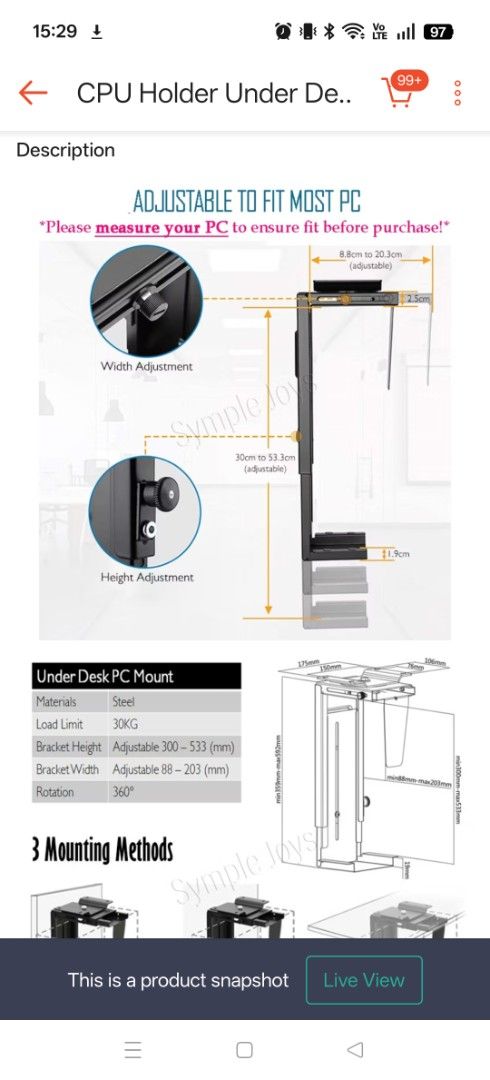 Under Desk CPU Holder - Adjustable451298826251806721