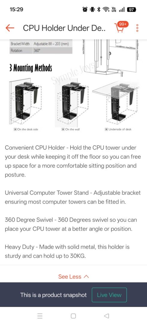Under Desk CPU Holder - Adjustable451298826251806720