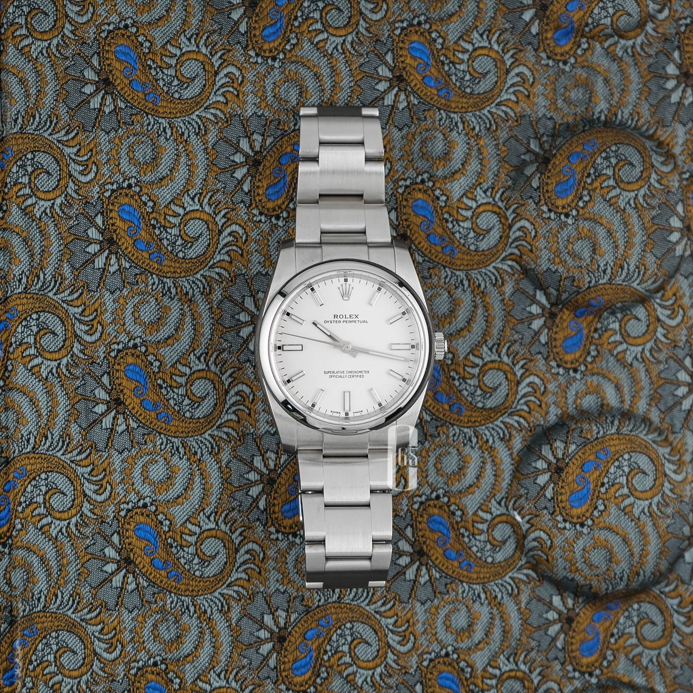 [SOLD - DM to SOURCE] Rolex Oyster Perpetual 34 OP34 White dial 114200 (Category: Watches) located in Singapore. Submitted by calibre65 (Listing ID 1430499812, Image 1). Description: This piece has been SOLD. DM us and we can source a similar piece for you! Rolex Oyster Perpetual White dial Reference Number: 114200-0024 Condition: Used Comes with: Full set (box & papers) Dated: Q2 2019 Size: 34mm Case material: Stainless Steel Strap material: Sta