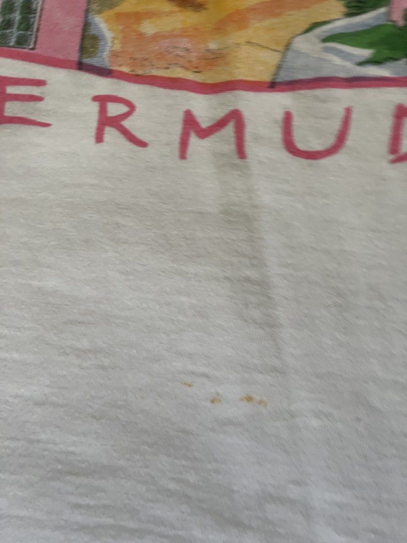 Vintage Bermuda Graphic T-Shirt (Category: Tshirts & Polo Shirts ) located in Valenzuela. Submitted by smma1234 (Listing ID 1430495503, Image 3). Description: - Vintage Bermuda Graphic T-Shirt - color: white - dimes: 27x19 - issues: minor stain (see pic).