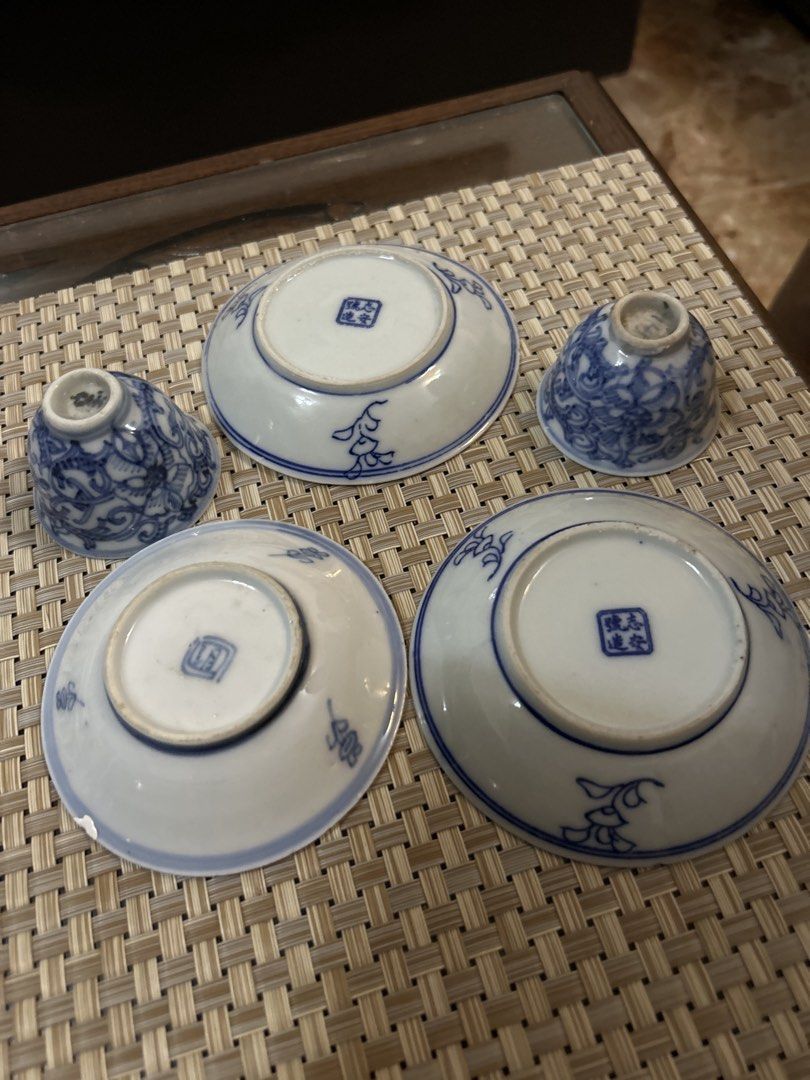 Vintage Blue and White Porcelain Tea Set