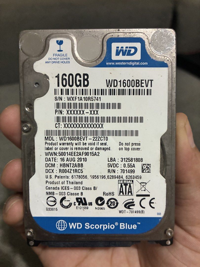 WD Scorpio Blue 160GB Hard Drive (Category: Hard Disks & Thumbdrives) located in General Mariano Alvarez. Submitted by lucian91 (Listing ID 1430576564, Image 1). Description: .