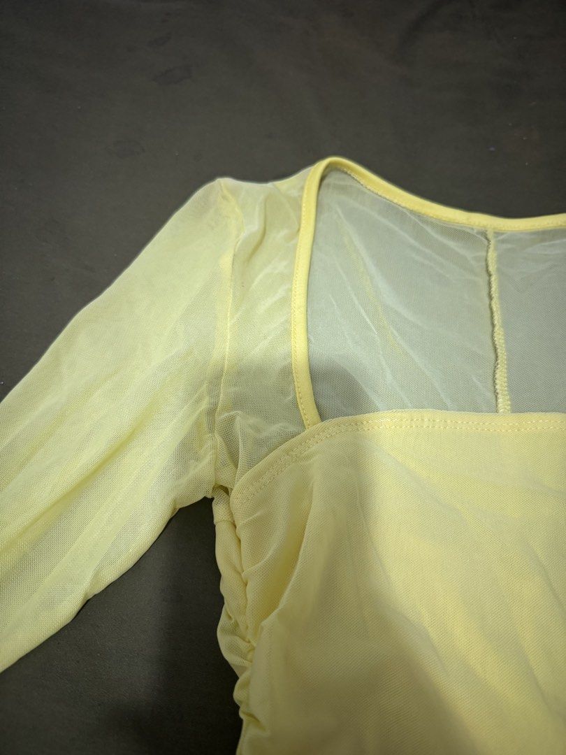 Yellow Long Sleeve Dress (Category: Dresses) located in Manila. Submitted by preloved_needslove (Listing ID 1430577880, Image 2). Description: - swipe to end for flaws! - size XS-S.
