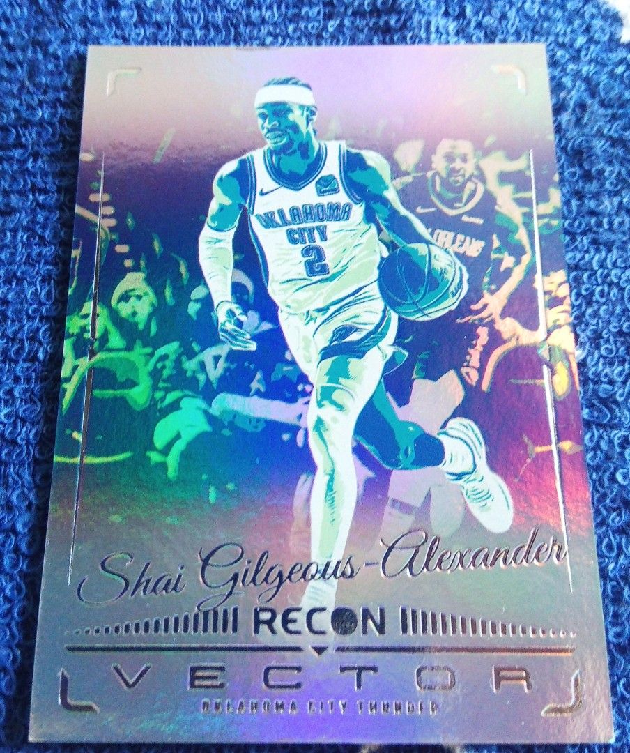 2024 Shai Gilgeous-Alexander Recon insert Vector Card SP (Category: Raw Singles) located in Carmona. Submitted by ob_noxious_nba_cards (Listing ID 1430638065, Image 1). Description: 1xNBA CHAMPION 4XNBA AL- STAR small ding top edge.