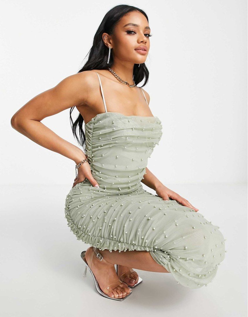 ASOS Ruched Pearl Dress (Category: Dresses) located in Manila. Submitted by sheenacl (Listing ID 1430688416, Image 3). Description: ASOS dress, fits M-XL Frames Selling low- regularly at $129 ( 7k+) Perfect for corporate events, dates, weddings or just casual events. Used once lang RFS: no longer fits :) .
