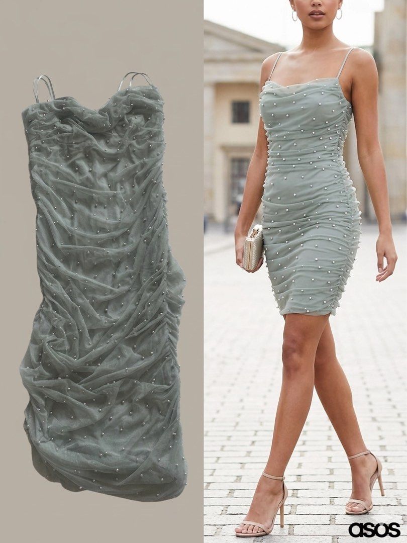ASOS Ruched Pearl Dress (Category: Dresses) located in Manila. Submitted by sheenacl (Listing ID 1430688416, Image 1). Description: ASOS dress, fits M-XL Frames Selling low- regularly at $129 ( 7k+) Perfect for corporate events, dates, weddings or just casual events. Used once lang RFS: no longer fits :) .
