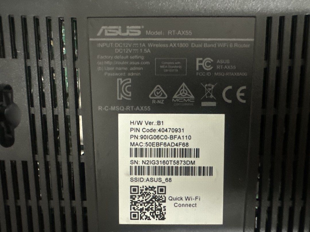 ASUS RT-AX55 Dual Band WiFi 6 Router, Computers & Tech, Parts ...