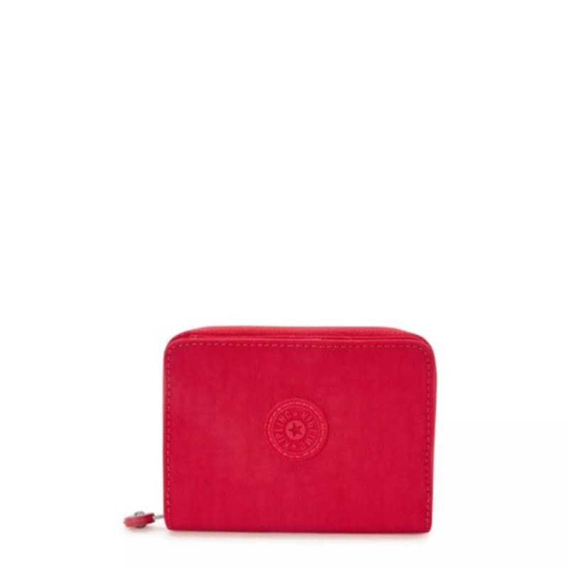 Authentic Kipling Money Love Red Rouge Wallet (Category: Wallets & Card holders) located in Davao. Submitted by jilly07 (Listing ID 1430718536, Image 1). Description: Kipling wallet features multiple card slots, a zippered compartment, and a snap closure. The interior includes a clear ID window and additional storage. The wallet has a zip-around closure and the Kipling logo is visible inside. Used only ONCE to check. GOOD as NEW. In EXCELLENT con