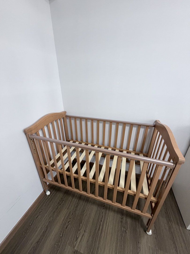 BabyLove Basic Cot (Category: Cots & Cribs) located in Singapore. Submitted by chris.lim. (Listing ID 1430601995, Image 2). Description: Selling babylove babycot frame Mattress not included, Never slept in as our 1 year old prefers co sleeping on our bed. Side rails can be slid up and down. Bed can be lowered Bought for 388 during mummy fair. SelfCollect at 822446.