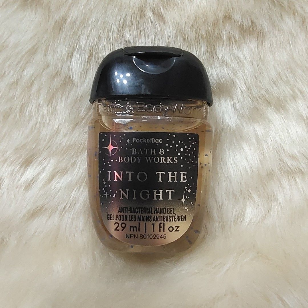 BBW PocketBac Hand Sanitizer - Into The Night (Category: Sanitizers & Disinfectants) located in Binan City. Submitted by apparelsbyeve (Listing ID 1430679212, Image 1). Description: Bath & Body Works PocketBac hand sanitizer in the Into The Night scent. It is an anti-bacterial hand gel with 71% alcohol. Authentic from Canada. Size: 29ml.