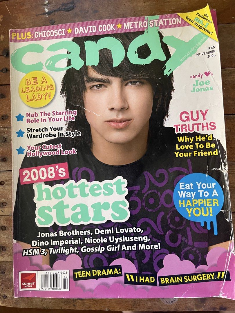 Candy Magazine November 2008 - Joe Jonas (Category: Magazines) located in Lucena. Submitted by secondspinph (Listing ID 1430788556, Image 1). Description: Selling my well loved collection of magazines from the 2000s. Has minor tears, bends, creasing, and a bit of writing so you have been warned. Willing to send additional pics/vid if needed. Buyer to shoulder shipping/delivery cost. .