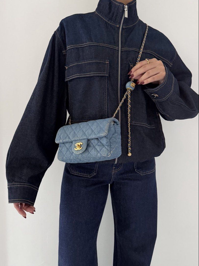 Chanel Mini Rectangular Pearl Crush in Denim with Gold Hardware (Microchip) (Category: Luxury Bags & Wallets) located in Quezon City. Submitted by lian_closet (Listing ID 1430658480, Image 2). Description: Chanel Mini Rectangular Pearl Crush in Denim with Gold Hardware (Microchip) Best Price: ₱200,000 Preloved Comes with Dust Bag & LegitGrails Authenticity Certificate Preloved Rating: 9.1/10 Excellent Minimal scratches on hardware Light creasing 
