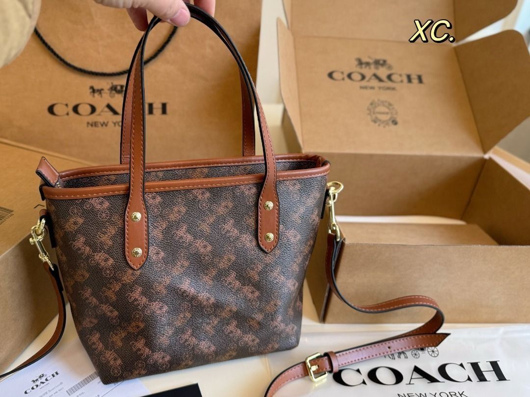 Coach Mini Tote Bag with Horse and Carriage Print, Women's Fashion ...