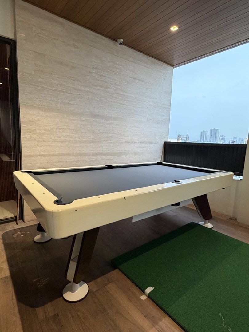 Customized Modern Billiard Table (Complete Set) (Category: Tables & Sets) located in Quezon City. Submitted by judyann.manuel (Listing ID 1430706915, Image 2). Description: Customized Modern Billiard Table (Complete Set) Junior Size Overall dimension: 104”x59”x32” Playing area: 45”x90” Barely used – in excellent condition Purchased from Dizon Billiards for P135,000 Selling price: P98,000.00 Model: Raven Material: Solid kiln dried Tanguile wood / 